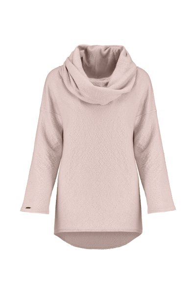 Carmel Felt Sweater in Barely with slouch neck and curved bottom